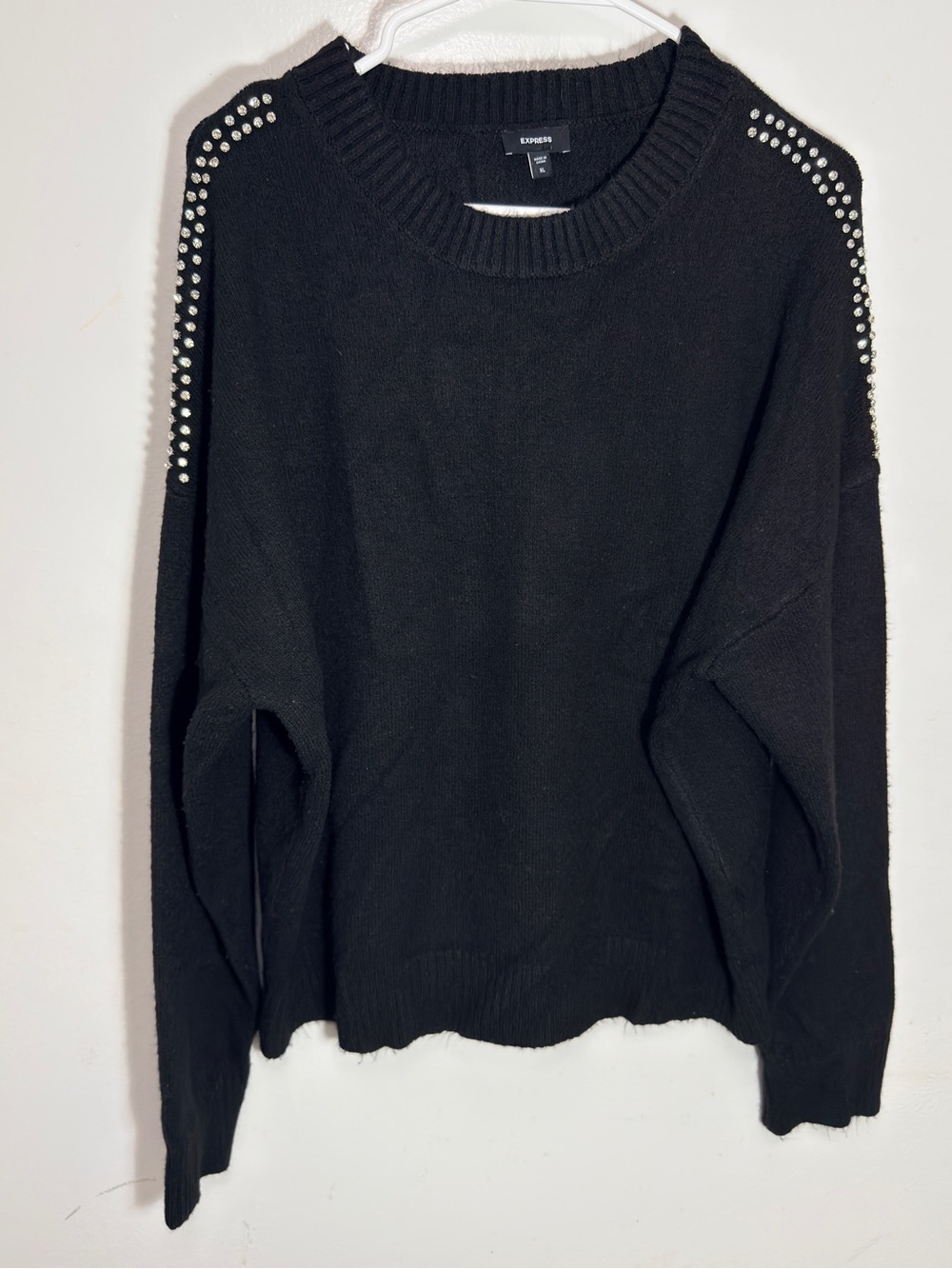 Express Black Studded Shoulder Sweater-XL